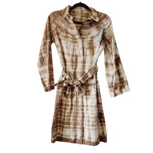 NWT Mapale Tie Dye Cotton Button Front Boho Shirt Dress S